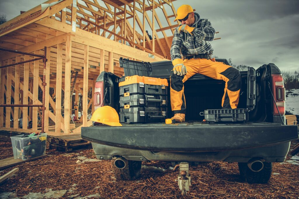 Construction Contractor on His Pickup Truck